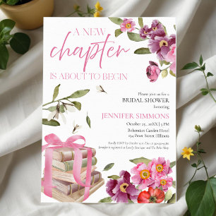 A New Chapter Books   Watercolor Bridal Shower Invitation