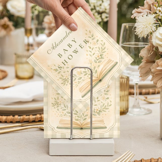 A New Chapter Botanical Baby Shower Napkin (Creator Uploaded)
