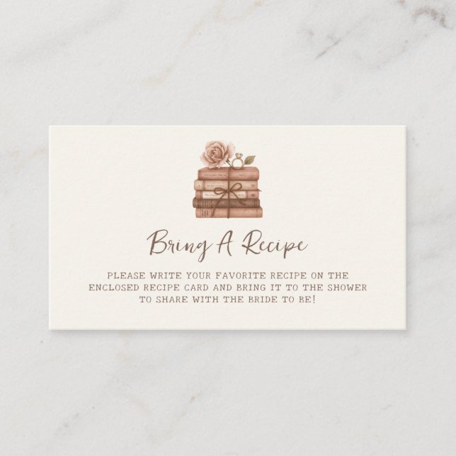 A New Chapter Bridal Shower Recipe Enclosure Card (Front)