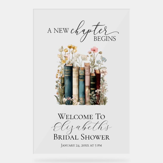 A New Chapter Bridal Shower Welcome Sign (Front)