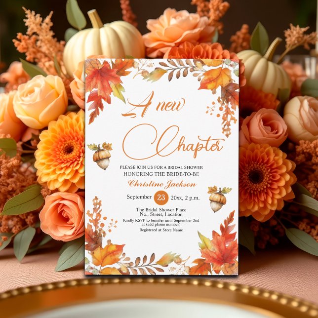 A new Chapter Fall Boho Floral Bridal Shower Invitation (Creator Uploaded)