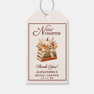 A New Chapter Fall Pumpkin Books Bridal Shower Gift Tags