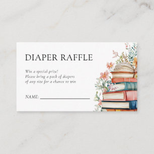 A New Chapter Floral Baby Shower Diaper Raffle Enclosure Card