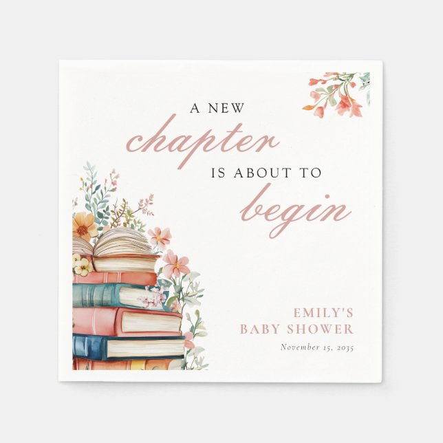 A New Chapter Floral Baby Shower Napkin (Front)