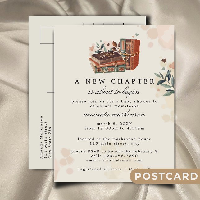 A New Chapter Is About to Begin Baby Shower Postcard (Creator Uploaded)