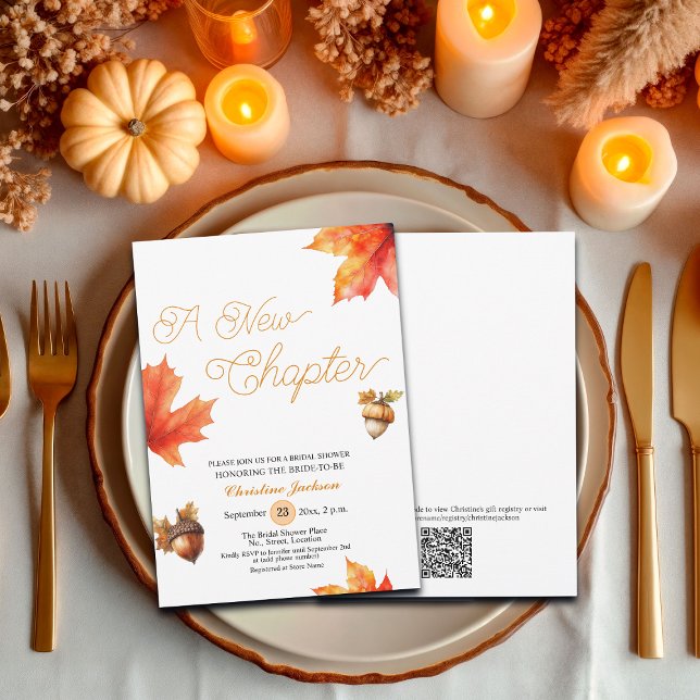 A New Chapter Maple Tree Leaves Bridal Shower  Invitation (Creator Uploaded)