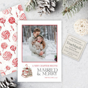 A New Chapter Married & Merry Candy Cane Photo Holiday Card