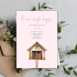 A New Chapter Mini Library Books Baby Shower Pink Invitation