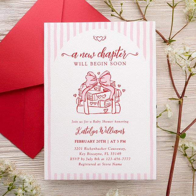 A New Chapter Pink Baby Shower Invitation (Creator Uploaded)