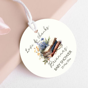 A new chapter story book baby shower favour tags