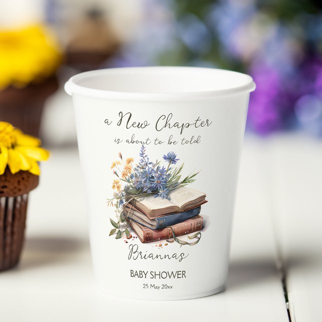 A new chapter story book baby shower printed paper cups (A new chapter story book baby shower printed paper cups personalized table decor wildflowers books)