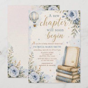 A new Chapter Story book Boy Baby Shower Invitation