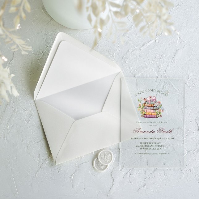 A New Chapter Story Book Bridal Shower  Acrylic Invitations (Creator Uploaded)