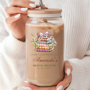 A New Chapter Story Book Bridal Shower Can Glass
