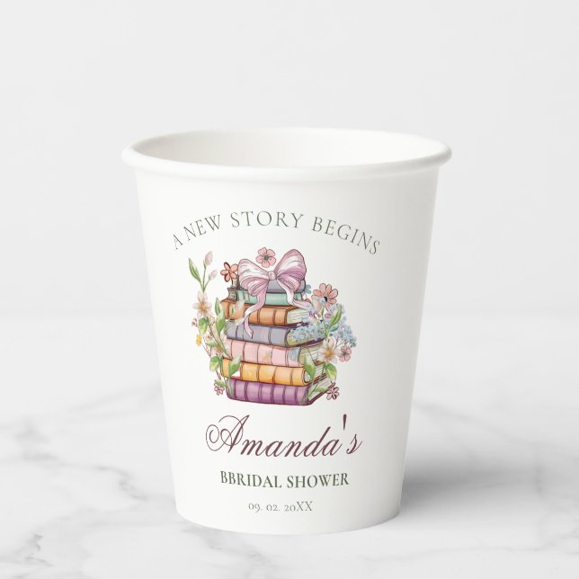 A New Chapter Story Book Bridal Shower Paper Cups (Front)