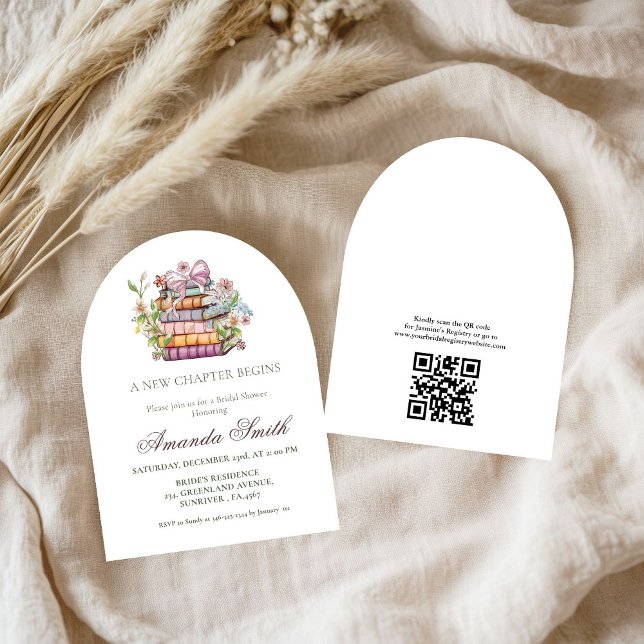 A New Chapter Story Book Qr Code Bridal Shower Invitation (Creator Uploaded)