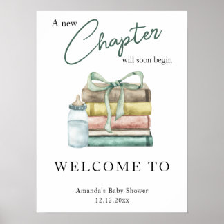 A new Chapter will soon begin baby shower Poster