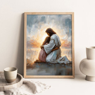 A New Day, Christian Art, Jesus with Girl, Jesus Poster