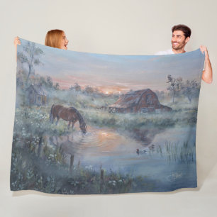 A New Day -* Horse painting Fleece Blanket
