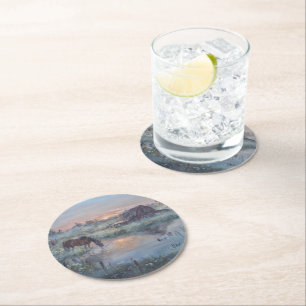 A New Day -* Horse painting Round Paper Coaster