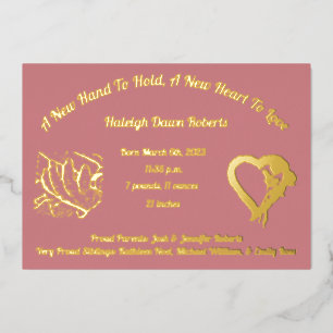 A New Hand To Hold Foil & Photo Birth Announcement