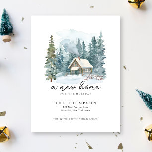 A New Home Handwriting Calligraphy Moving  Holiday Postcard