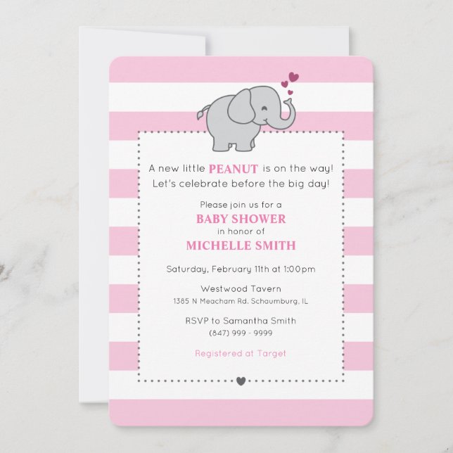 A New Little Peanut is on the Way! - Girl Invitation (Front)