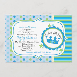 A new little prince baby boy shower invitation