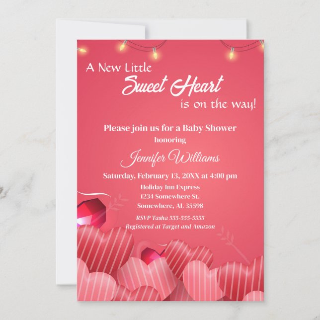 A New Little Sweet Heart Valentine Baby Shower Invitation (Front)