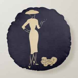 A New Look Vintage 1950s Fashion Round Cushion
