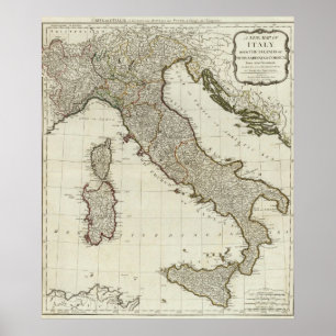 A new map of Italy with the islands of Sicily Poster