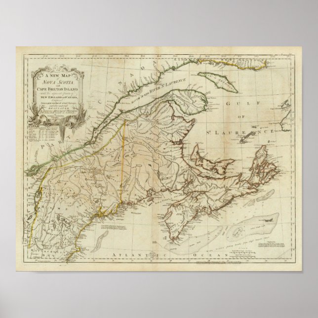 A New Map of Nova Scotia, and Cape Breton Island Poster (Front)