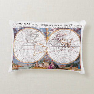 A New Map Of The Terraqueous Globe Accent Pillow