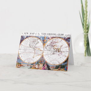 A New Map Of The Terraqueous Globe Greeting Card