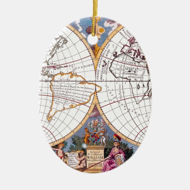 A New Map Of The Terraqueous Globe Oval Ornament (Front)