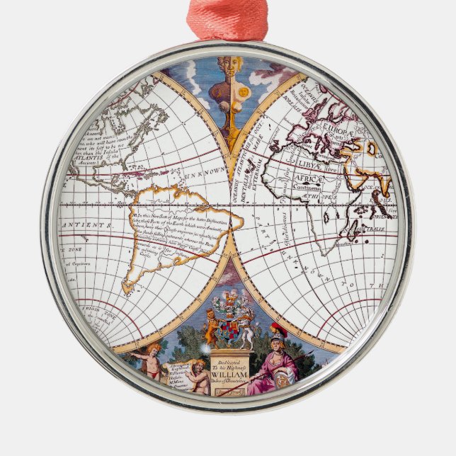 A New Map Of The Terraqueous Globe Round Ornament (Front)