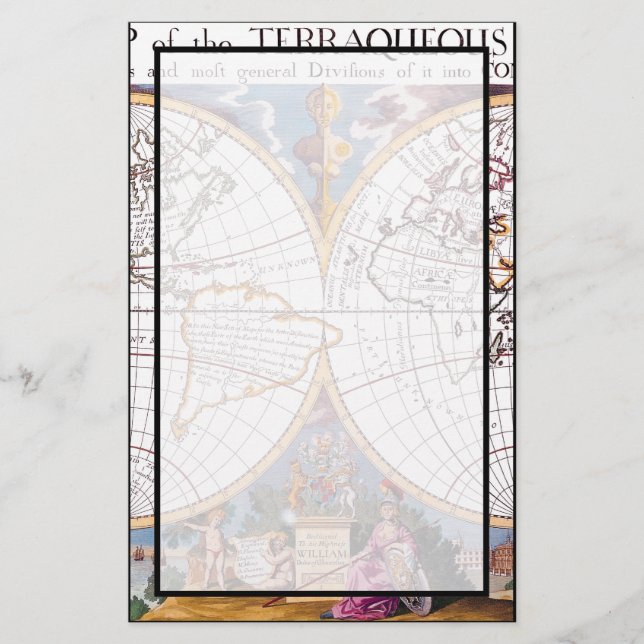 A New Map Of The Terraqueous Globe Stationery (Front)