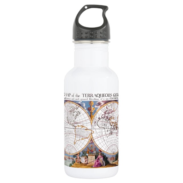 A New Map Of The Terraqueous Globe Water Bottle (Front)