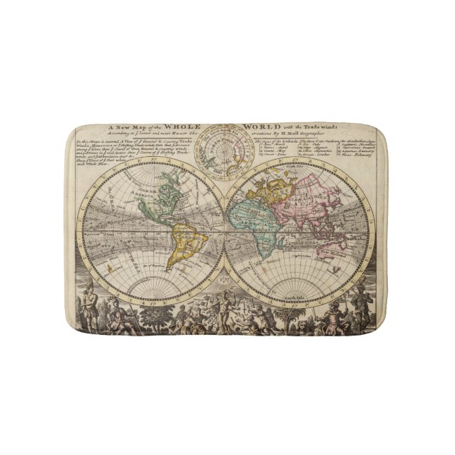 A new map of the whole world with trade winds bath mat (Front)
