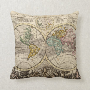 A new map of the whole world with trade winds cushion