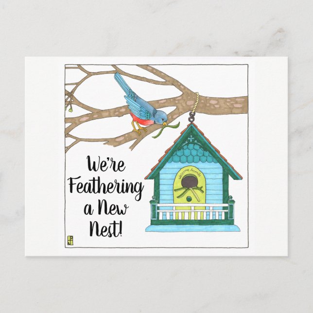 A New Nest Blue Bird House New Address Postcard (Front)