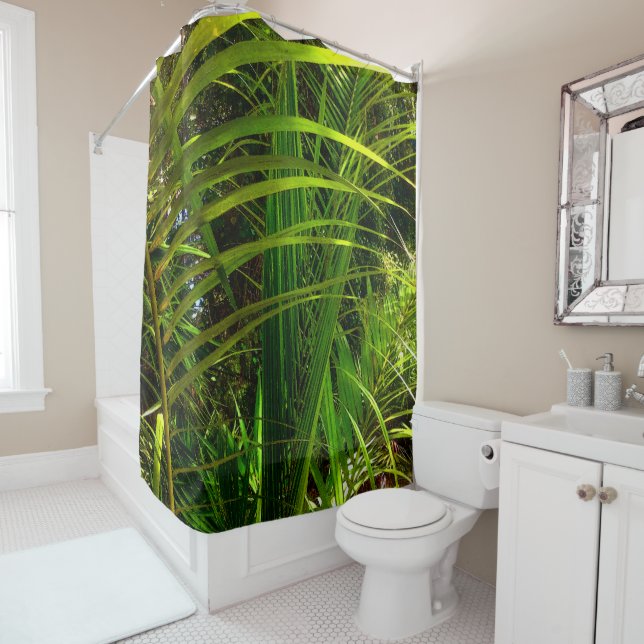 A New Palm Frond Shower Curtain (In Situ)