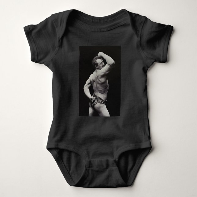 A New Pose by StrongMen Eugen Sandow Bodybuilding Baby Bodysuit (Front)