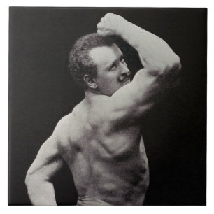 A New Pose by StrongMen Eugen Sandow Bodybuilding Ceramic Tile