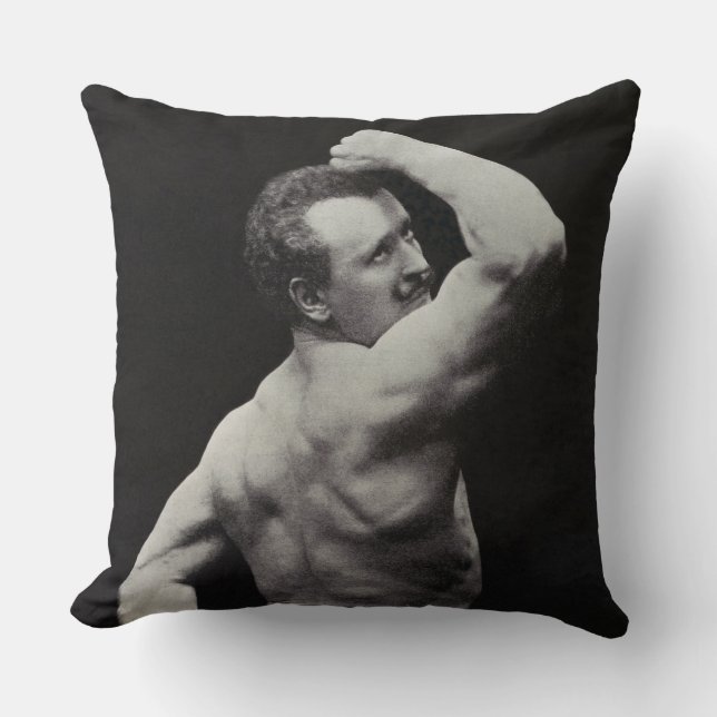 A New Pose by StrongMen Eugen Sandow Bodybuilding Cushion (Front)