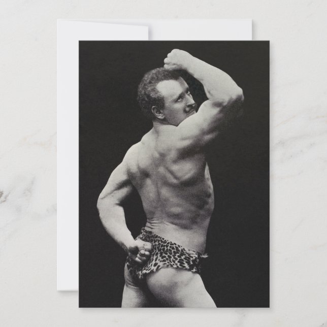 A New Pose by StrongMen Eugen Sandow Bodybuilding Holiday Card (Front)