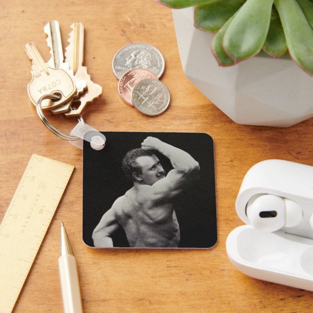 A New Pose by StrongMen Eugen Sandow Bodybuilding Key Ring (Desk)