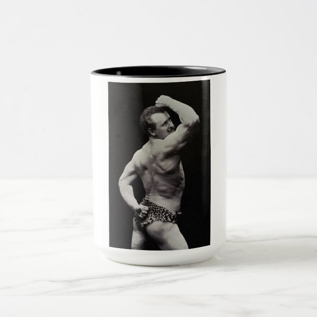 A New Pose by StrongMen Eugen Sandow Bodybuilding Mug (Center)