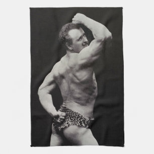 A New Pose by StrongMen Eugen Sandow Bodybuilding Tea Towel