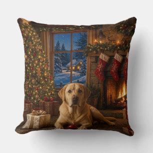 A New Red Ball , Labrador Retriever Holiday Cushion